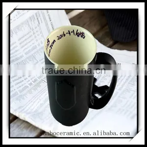 Stoneware Matt Black Color Ceramic Mug /embossed Logo Print /350 ml / 12 Oz Matte Black Coffee Mug thumbnail-5