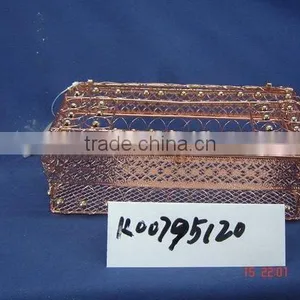 Rectangle Cuprous Iron Wire With Decorative Pearl Napkin Holder thumbnail-1