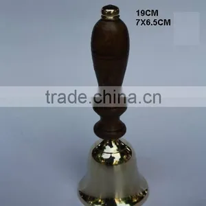 Wooden Handle Brass Bell in 19cm With Mirror Polish thumbnail-1