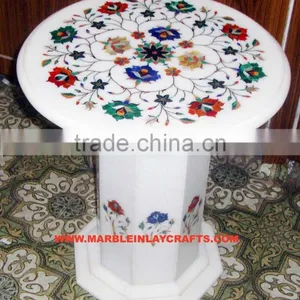 White Marble Inlay Coffee Table Top thumbnail-1