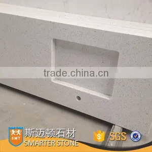 US Hotel Project Bathroom Quartz Stone Vanity Top thumbnail-1