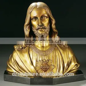 Gold Plated Praying Jesus Figures Bronze Jesus Bust Statue thumbnail-1