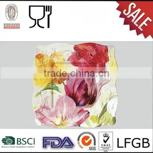 Classical Flower Printing Melamine Square Large Plates thumbnail-1