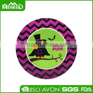 Kids Personalized Food Safety Night Owl Print Round Pizza Slice Plate thumbnail-1