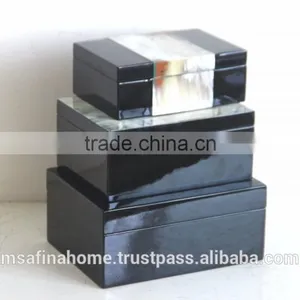 Set of 3 Rectangle Horn Lacquer Boxes thumbnail-2