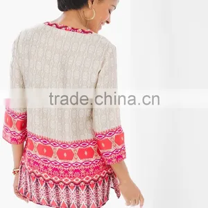 Women's Rayon Print and Contrast Fabric Blouse thumbnail-2