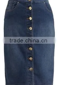 Lady's Newest Fashion Front Buttons Embellished Jean Skirt thumbnail-3
