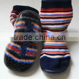 Kids Striped Waterproof Socks With Rubber Sole thumbnail-1