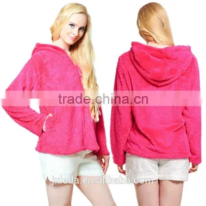 Women Girls Plus Size Snuggle Fleece Blouse Zip Fluffy Warm Hooded Sweatshirt Hoodie Ladies Loose Sweatshirt Jacket With Hood thumbnail-1