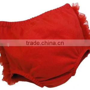 Baby Girl Cotton Bloomers Ruffles Diaper Cover Red Bloomer for Newborn Baby Wholesale Factory Price thumbnail-4