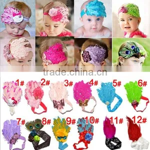 F40607A Fashion Elegant Hairbands Colorful Feathers Diamond Beautiful Girls Headband thumbnail-1