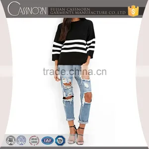 Double Stripe Special Design Knit Sweaters for Women thumbnail-1