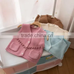 S32903W Cute Crochet Baby Sweater Vest 2017spring New European Style Cotton Knitted Waistcoat Sweaters thumbnail-1