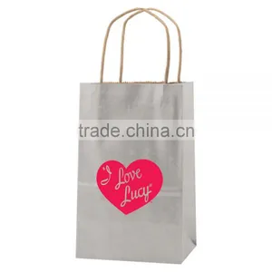 USA Made Metals Kraft Shopping Bag - Made of Natural Kraft Paper, Dimensions Are 5.25" x 3.25" x 8.5 and Comes With Your Logo. thumbnail-1