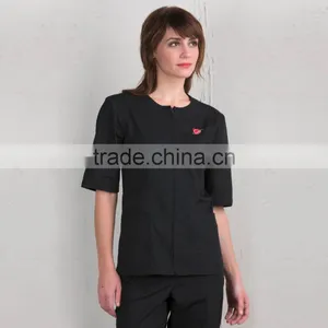 Half Sleeve Housekeeping Zip Front UniformTunic Work Shirt With Four Pockets thumbnail-2