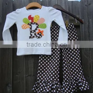 YIWU Custom Design Baby Clothes Girl's Thanksgiving Hand-embroidered Turkey Pattern Suit thumbnail-1