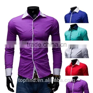 Beautiful Bright Color Slim Fit Men Dress Blank Shirt for Men thumbnail-1