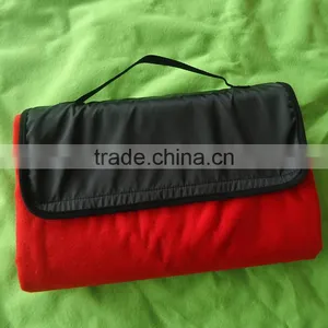 Blue Fleece Nylon Polyester With Handle Travel Waterproof Foldable Blanket thumbnail-3