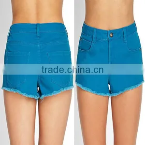 Custom Solid Color Casual Women Denim Shorts,Wholesale Women Casual Wear Denim Shorts In China thumbnail-1