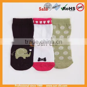 0-12m Combed Cotton Hand Made Sew Striped 3pairs Baby Socks thumbnail-1
