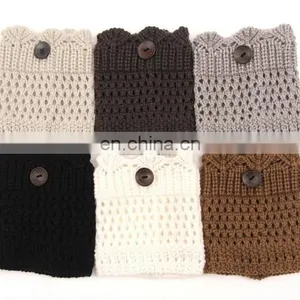 2016 Trendy Crochet Flower Boot Toppers With Wood Buttons thumbnail-1