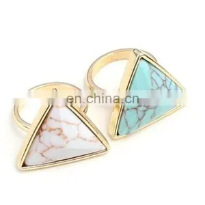 Latest Design Triangular Shaped Howlite and Turquoise Stone Ring thumbnail-1