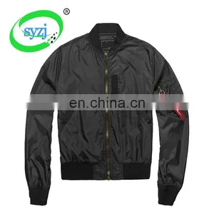 Black Custom Flight Bomber Jacket Wholesale With Red Tap thumbnail-2