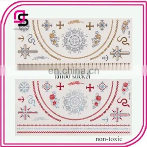 2015 Body Tattoo Sticker Metallic Tattoos Jewelry Inspired Flash Tattoos thumbnail-1