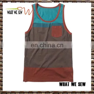 Custom Pocket Tank Top Men Contrast Color Tank Tops for Men thumbnail-2