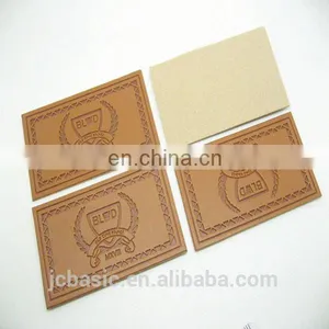 Custom Logo Embossed pu Leather Patches Leather Clothing Label thumbnail-2