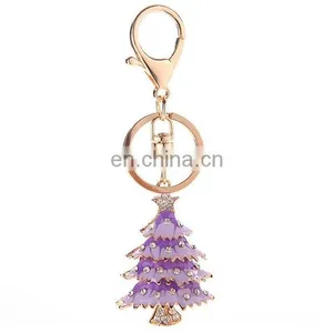 Stock Christmas Trees Rhinestone Metal Promotion Gift Keychain thumbnail-3