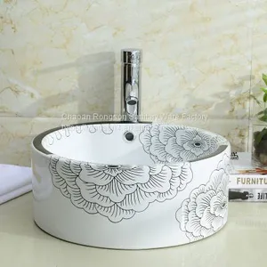 China Supplier Decal Flower Design Ceramic Ware Art Basin thumbnail-1