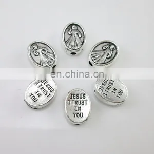 Silver Finish Jesus I Trust In You Divine Mercy Medal Rosary Bead thumbnail-2