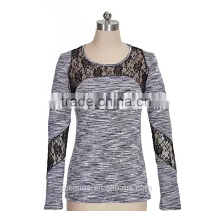 Poly/Nylon/Spandex Two Tone Jersey Ladies Yoga Shirts thumbnail-3