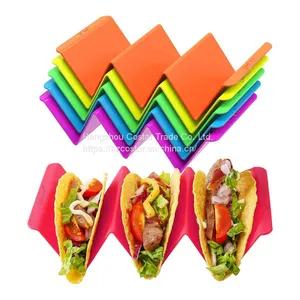 Colorful Taco Holder Taco Tray Plate With Handle Each Can Hold 2 or 3 Tacos, BPA Free PP Material, Dishwasher and Microwave Safe thumbnail-1