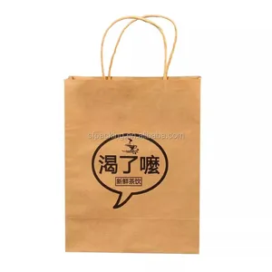 Brown Kraft Paper Packaging Bag Custom With Handle thumbnail-1