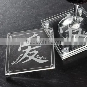 Clear Frosted Glass Square Coaster Wedding Themeds Coaster Wedding Giveaway Gift thumbnail-1