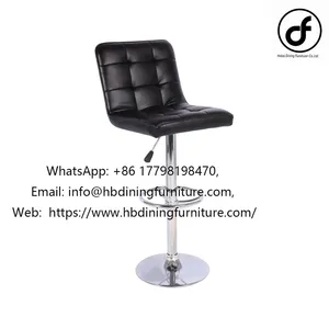 Checkered Upholstered Leather Backrest Lifting Swivel Bar Stool thumbnail-1