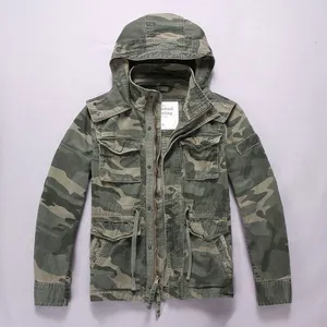 Men's Casual Hooded Long Sleeve Camouflage Multi-Bag Medium Long Jacket Coat thumbnail-2