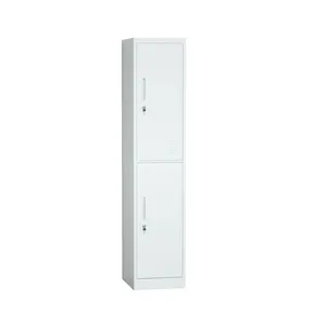 2 Doors Steel Clothes Locker Light Grey Two Layers Office Gym Metal Locker Cabinet With Lock thumbnail-2