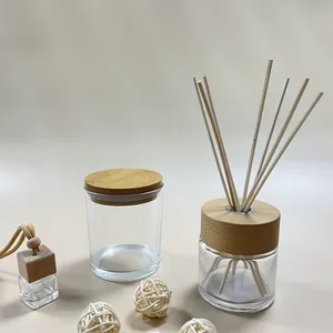 Wholesale Large Frosted Amber Empty Candle Vessel 10 oz 14 oz Custom Luxury Scented Candle Glass Jar With Wooden Cork Lid Box thumbnail-1