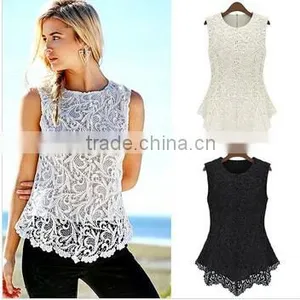 Instyles <span Class="wholesale_product"></span> 5594 Women Blouse Spring Summer Lace Tops Sleeveless Black Wh Clothing thumbnail-1