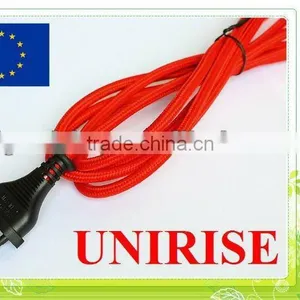 Red Nylon Textile Lamp Power Cord Plug thumbnail-1
