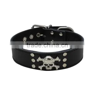 Wholesale Skulls Decorate Real Cowhide Pet Collars Rivet Dog Collar thumbnail-2