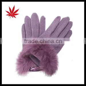 Gril's Fleece Lined Wool Gloves Hebei With Fur thumbnail-1
