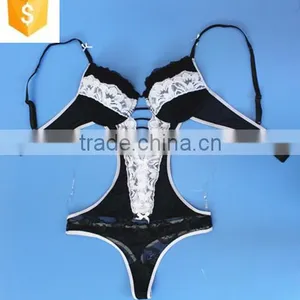 2016 Hot Sexy Front Open Black White Lace Lingerie Baby Teddie thumbnail-4