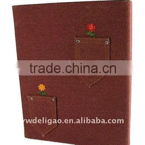 Colored Jean Cloth Wrapping Ring Binder Desktop File Folder for Office Stationery Cardboard thumbnail-1