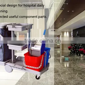Multifunctional Resthotel Restaurant Office Janitor Cart, Cleaning Trolley,cleaning Service Cart Quality Choice thumbnail-2