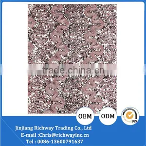 Hot Sell Pink Embroidery Glitter Fabric Shoe Material thumbnail-1