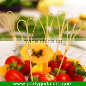 120mm Natual Green-yellow Bamboo Heart Shape Food Picks thumbnail-1